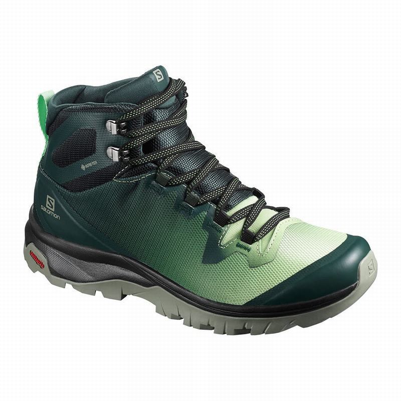 Buty Trekkingowe Damskie Salomon VAYA MID GORE-TEX - Zielone / Szare - Polska (528-QOHIVD)